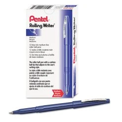 Pentel Rolling Writer Roller Ball Pen, Stick, Medium 0.8 Mm, Blue Ink, Blue Barrel, Dozen 7 Pentel Rolling Writer Roller Ball Pen, Stick, Medium 0.8 Mm, Blue Ink, Blue Barrel, Dozen -Bostitch Shop 138044