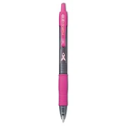 Pilot G2 Premium Breast Cancer Awareness Gel Pen, Retractable, Fine 0.7 Mm, Black Ink, Translucent Pink Barrel, Dozen
