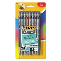 Bic Xtra-Precision Mechanical Pencil Value Pack, 0.5 Mm, HB (#2.5), Black Lead, Assorted Barrel Colors, 24/Pack