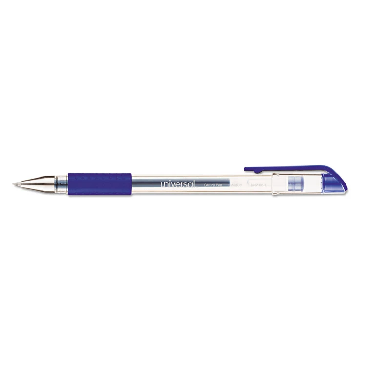 Universal Comfort Grip Gel Pen, Stick, Medium 0.7 Mm, Blue Ink, Clear Barrel, Dozen 4 Universal Comfort Grip Gel Pen, Stick, Medium 0.7 Mm, Blue Ink, Clear Barrel, Dozen - Image 2