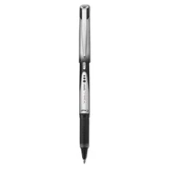 Pilot VBall Grip Liquid Ink Roller Ball Pen, Stick, Fine 0.7 Mm, Black Ink, Black/Silver Barrel, Dozen