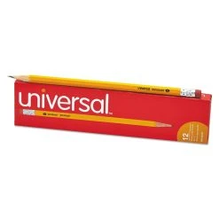 Universal #2 Woodcase Pencil, HB (#2), Black Lead, Yellow Barrel, Dozen -Bostitch Shop 213349