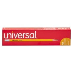 Universal #2 Woodcase Pencil, HB (#2), Black Lead, Yellow Barrel, Dozen -Bostitch Shop 213369