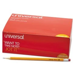 Universal #2 Woodcase Pencil, HB (#2), Black Lead, Yellow Barrel, 144/Box -Bostitch Shop 213373