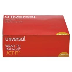 Universal #2 Woodcase Pencil, HB (#2), Black Lead, Yellow Barrel, 144/Box -Bostitch Shop 213385