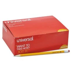Universal #2 Woodcase Pencil, HB (#2), Black Lead, Yellow Barrel, 144/Box -Bostitch Shop 213389