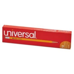 Universal #2 Woodcase Pencil, HB (#2), Black Lead, Yellow Barrel, Dozen -Bostitch Shop 213411