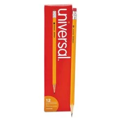 Universal #2 Woodcase Pencil, HB (#2), Black Lead, Yellow Barrel, Dozen -Bostitch Shop 213423