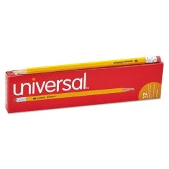 Universal #2 Woodcase Pencil, HB (#2), Black Lead, Yellow Barrel, Dozen -Bostitch Shop 213429