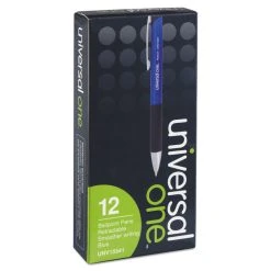 Universal Comfort Grip Ballpoint Pen, Retractable, Medium 1 Mm, Blue Ink, Blue Barrel, Dozen -Bostitch Shop 223022