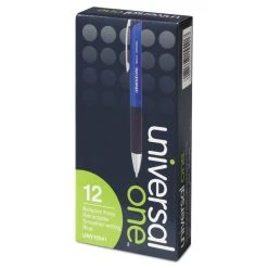 Universal Comfort Grip Ballpoint Pen, Retractable, Medium 1 Mm, Blue Ink, Blue Barrel, Dozen -Bostitch Shop 223059