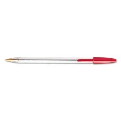 Bic Cristal Xtra Smooth Ballpoint Pen, Stick, Medium 1 Mm, Red Ink, Clear Barrel, Dozen -Bostitch Shop 223861