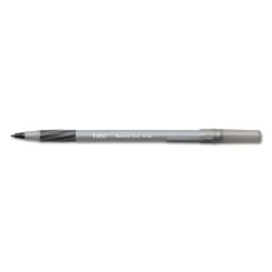 Bic Round Stic Grip Xtra Comfort Ballpoint Pen, Stick, Fine 0.8 Mm, Black Ink, Gray/Black Barrel, Dozen -Bostitch Shop 223872