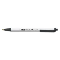 Bic Clic Stic Ballpoint Pen, Retractable, Medium 1 Mm, Black Ink, White Barrel, Dozen -Bostitch Shop 223883 1