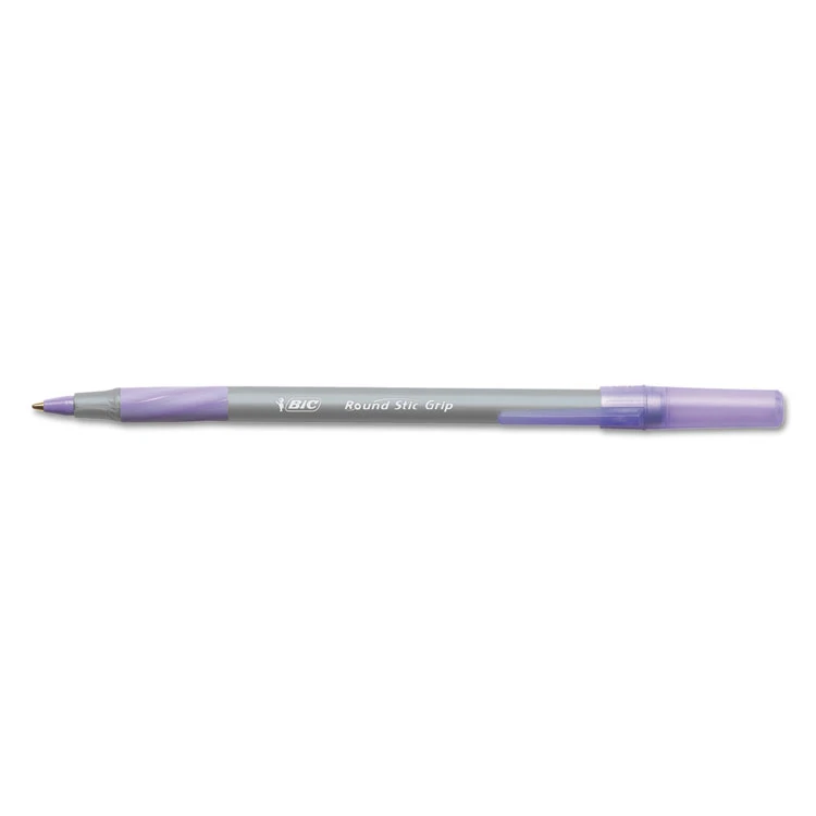 Bic Round Stic Grip Xtra Comfort Ballpoint Pen, Easy-Glide, Stick, Medium 1.2 Mm, Purple Ink, Gray/Purple Barrel, Dozen 7 Bic Round Stic Grip Xtra Comfort Ballpoint Pen, Easy-Glide, Stick, Medium 1.2 Mm, Purple Ink, Gray/Purple Barrel, Dozen - Image 5