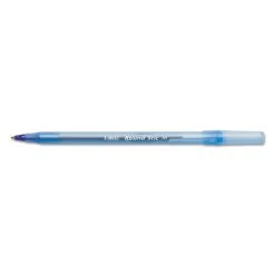 Bic Round Stic Xtra Life Ballpoint Pen, Stick, Medium 1 Mm, Blue Ink, Translucent Blue Barrel, Dozen -Bostitch Shop 223955