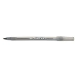 Bic Round Stic Xtra Life Ballpoint Pen, Stick, Medium 1 Mm, Black Ink, Smoke Barrel, Dozen -Bostitch Shop 223962