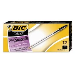 Bic Cristal Xtra Smooth Ballpoint Pen, Stick, Medium 1 Mm, Black Ink, Clear Barrel, Dozen