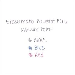 Paper Mate Eraser Mate Ballpoint Pen, Stick, Medium 1 Mm, Black Ink, Black Barrel, Dozen -Bostitch Shop 224874