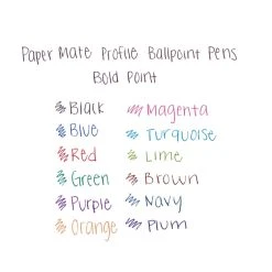 Paper Mate Profile Ballpoint Pen, Retractable, Bold 1.4 Mm, Black Ink, Black Barrel, Dozen -Bostitch Shop 225229