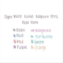 Paper Mate Profile Ballpoint Pen, Retractable, Bold 1.4 Mm, Assorted Ink And Barrel Colors, 8/Pack -Bostitch Shop 225233