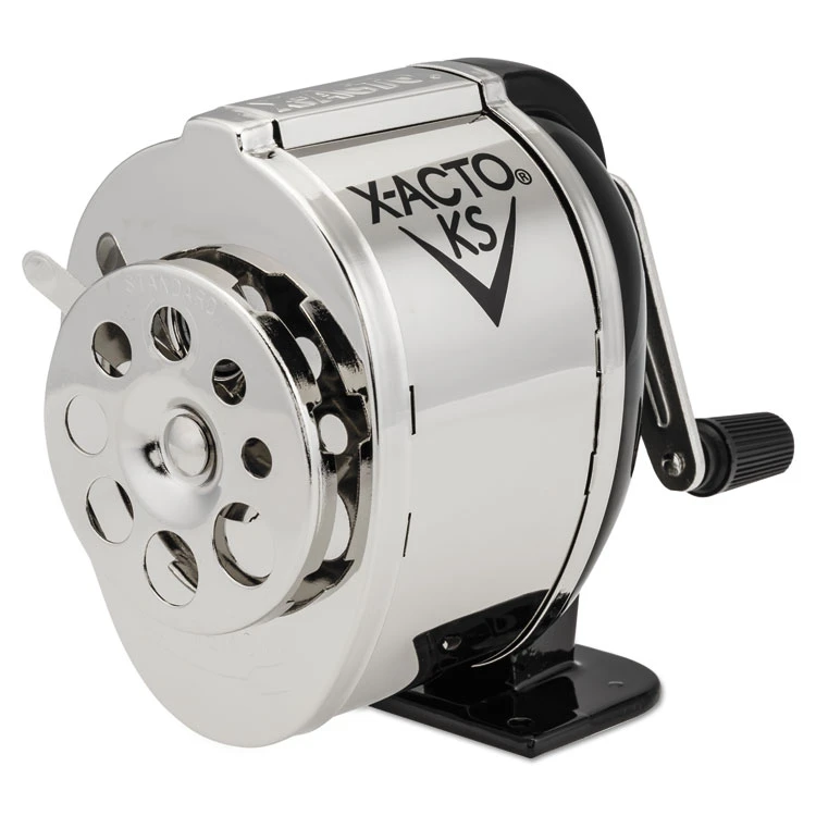 X-ACTO® KS Manual Classroom Pencil Sharpener, Table/Wall-Mount Design, Manually-Powered, 2.75 X 4.75 X 4.25, Black/Nickel 3 X-ACTO® KS Manual Classroom Pencil Sharpener, Table/Wall-Mount Design, Manually-Powered, 2.75 X 4.75 X 4.25, Black/Nickel