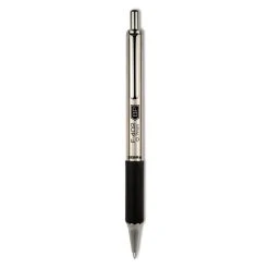 Zebra F-402 Ballpoint Pen, Retractable, Fine 0.7 Mm, Black Ink, Stainless Steel/Black Barrel