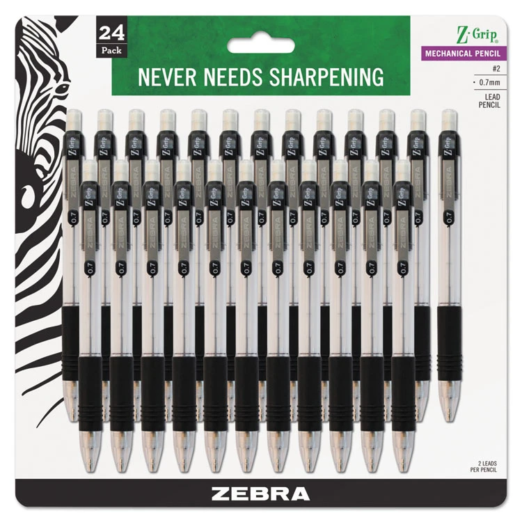 Zebra Z-Grip Mechanical Pencil, 0.7 Mm, HB (#2.5), Black Lead, Clear/Black Grip Barrel, 24/Pack 4 Zebra Z-Grip Mechanical Pencil, 0.7 Mm, HB (#2.5), Black Lead, Clear/Black Grip Barrel, 24/Pack - Image 2