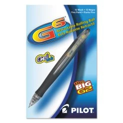 Pilot G6 Gel Pen, Retractable, Fine 0.7 Mm, Black Ink, Black Barrel -Bostitch Shop 276542