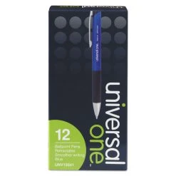 Universal Comfort Grip Ballpoint Pen, Retractable, Medium 1 Mm, Blue Ink, Blue Barrel, Dozen -Bostitch Shop 282738