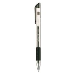 Universal Comfort Grip Gel Pen, Stick, Medium 0.7 Mm, Black Ink, Clear Barrel, Dozen