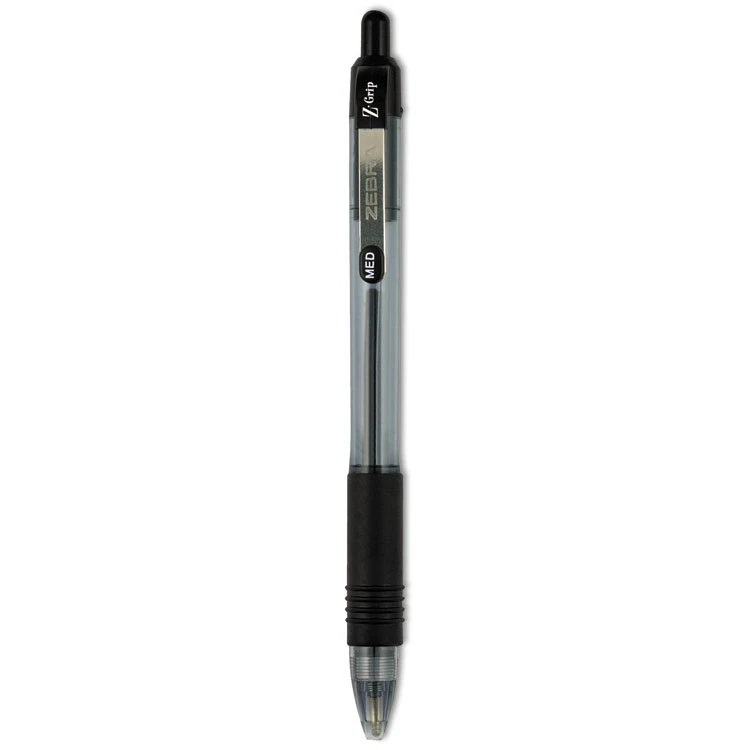 Zebra Z-Grip Ballpoint Pen, Retractable, Medium 1 Mm, Black Ink, Clear Barrel, 12/Pack 3 Zebra Z-Grip Ballpoint Pen, Retractable, Medium 1 Mm, Black Ink, Clear Barrel, 12/Pack
