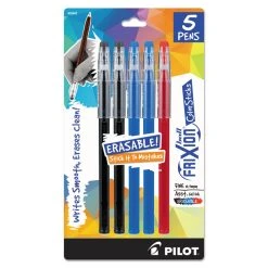 Pilot Blister-Carded FriXion ColorSticks Erasable Gel Pen, Stick, Fine 0.7 Mm, Assorted Ink And Barrel Colors, 5/Pack