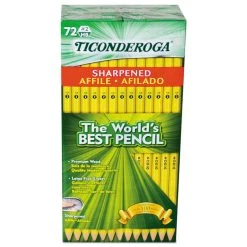 Ticonderoga Pre-Sharpened Pencil, HB (#2), Black Lead, Yellow Barrel, 72/Pack