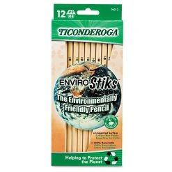Ticonderoga EnviroStiks Pencil, HB (#2), Black Lead, Natural Woodgrain Barrel, Dozen -Bostitch Shop 30375