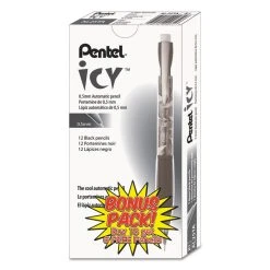 Pentel Icy Mechanical Pencil, 0.5 Mm, HB (#2.5), Black Lead, Transparent Smoke Barrel, 24/Pack