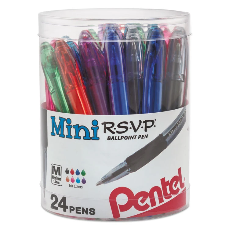 Pentel R.S.V.P. Mini Ballpoint Pen, Stick, Medium 1 Mm, Assorted Ink And Barrel Colors, 24/Pack 3 Pentel R.S.V.P. Mini Ballpoint Pen, Stick, Medium 1 Mm, Assorted Ink And Barrel Colors, 24/Pack