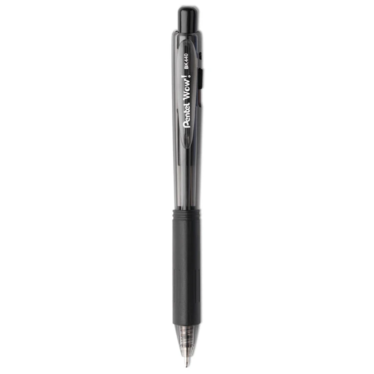 Pentel WOW! Ballpoint Pen, Retractable, Medium 1 Mm, Black Ink, Black Barrel, Dozen 3 Pentel WOW! Ballpoint Pen, Retractable, Medium 1 Mm, Black Ink, Black Barrel, Dozen