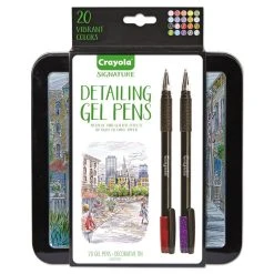 Crayola Detailing Gel Pen, Stick, Medium 1 Mm, Assorted Ink Colors, Black Barrel, 20/Pack