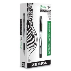 Zebra Z-Grip Flight Ballpoint Pen, Stick, Bold 1.2 Mm, Black Ink, White/Black Fashion Accents Barrel, 12/Pack -Bostitch Shop 320572