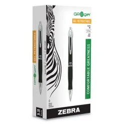 Zebra GR8 Gel Pen, Retractable, Medium 0.7 Mm, Black Ink, Black/Silver Barrel, 12/Pack -Bostitch Shop 320578