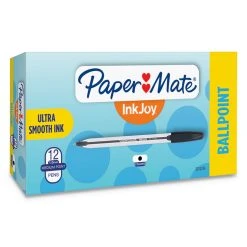 Paper Mate InkJoy 50ST Ballpoint Pen, Stick, Medium 1 Mm, Black Ink, Clear Barrel, Dozen -Bostitch Shop 320764
