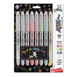 Pentel Milky Pop Gel Pen, Stick, Medium 0.8 Mm, Assorted Ink And Barrel Colors, 8/Pack