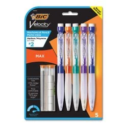 Bic Velocity Max Pencil, 0.7 Mm, HB (#2), Black Lead, Assorted Barrel Colors, 5/Pack -Bostitch Shop 580203