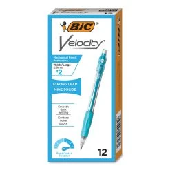 Bic Velocity Original Mechanical Pencil, 0.9 Mm, HB (#2.5), Black Lead, Turquoise Barrel, Dozen