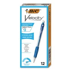 Bic Velocity Original Mechanical Pencil, 0.7 Mm, HB (#2.5), Black Lead, Blue Barrel, Dozen -Bostitch Shop 580214
