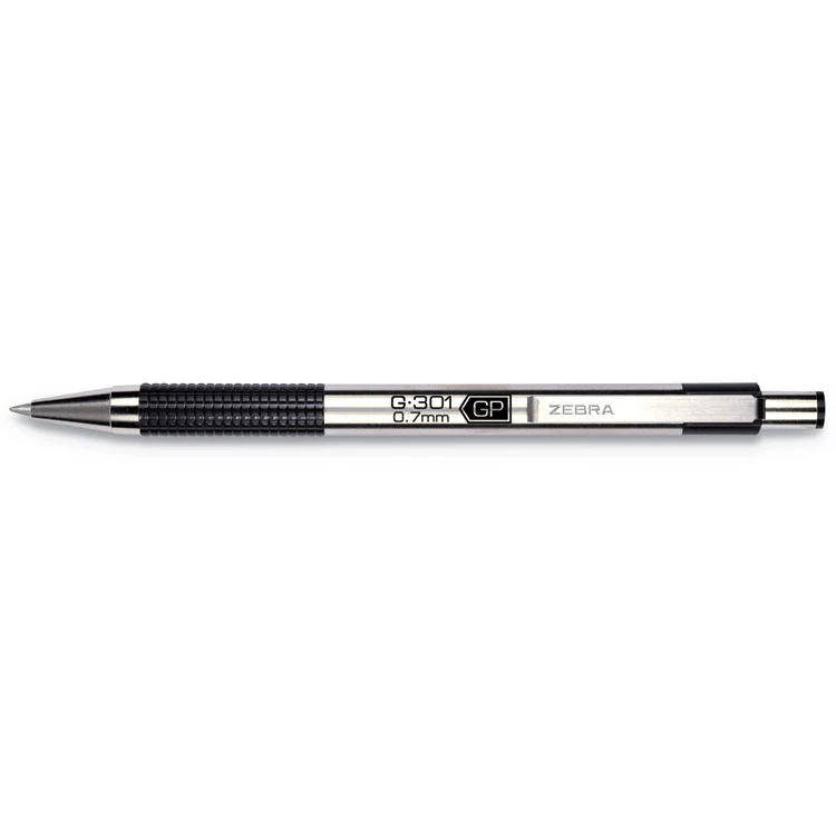 Zebra G-301 Gel Pen, Retractable, Medium 0.7 Mm, Black Ink, Stainless Steel/Black Barrel 5 Zebra G-301 Gel Pen, Retractable, Medium 0.7 Mm, Black Ink, Stainless Steel/Black Barrel - Image 3