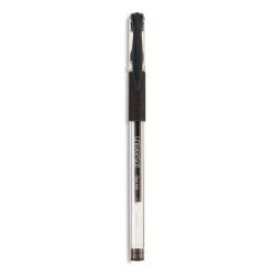 Universal Comfort Grip Gel Pen, Stick, Fine 0.5 Mm, Black Ink, Clear Barrel, Dozen