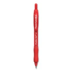 Paper Mate Profile Gel Pen, Retractable, Medium 0.7 Mm, Red Ink, Translucent Red Barrel, Dozen