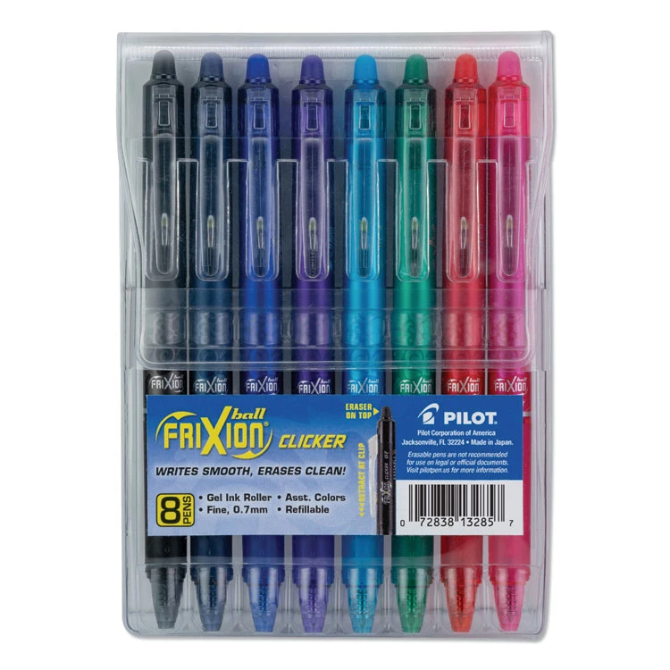 Pilot FriXion Clicker Erasable Gel Pen, Retractable, Fine 0.7 Mm, Assorted Ink And Barrel Colors, 8/Pack 3 Pilot FriXion Clicker Erasable Gel Pen, Retractable, Fine 0.7 Mm, Assorted Ink And Barrel Colors, 8/Pack